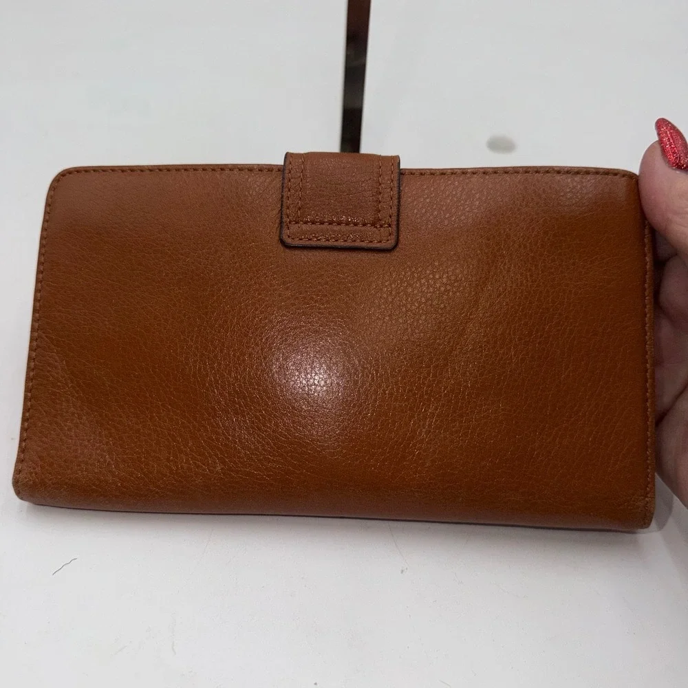 MICHAEL KORS Brown Leather Trifold Wallet Snap Closure Card Slots Coin Pocket